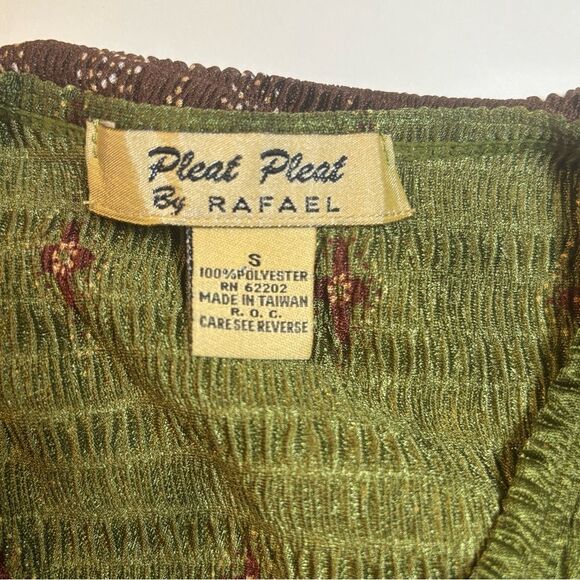 Vintage Pleat Pleat by Raphael Olive Green and Brown Women's Maxi Skirt Set NWT - Picture 8 of 10
